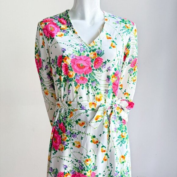 Vintage Matti of Lynne Colourful Floral Long Sleeve Maxi Dress S/M - Picture 3 of 6